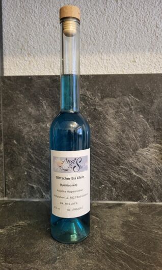 Flasche mit Gletschereislikör